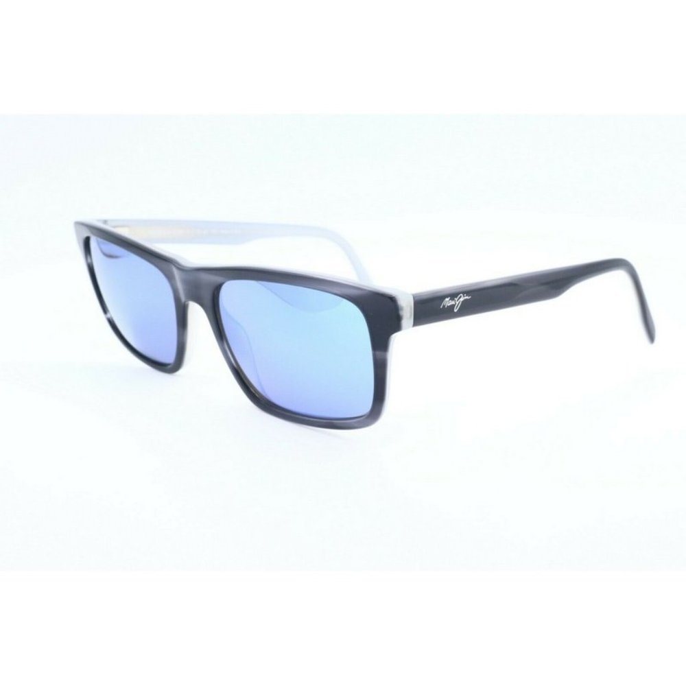 Maui Jim Waipio Valley MJ 812-06E Square Black Sunglasses Polarized Blue Lens